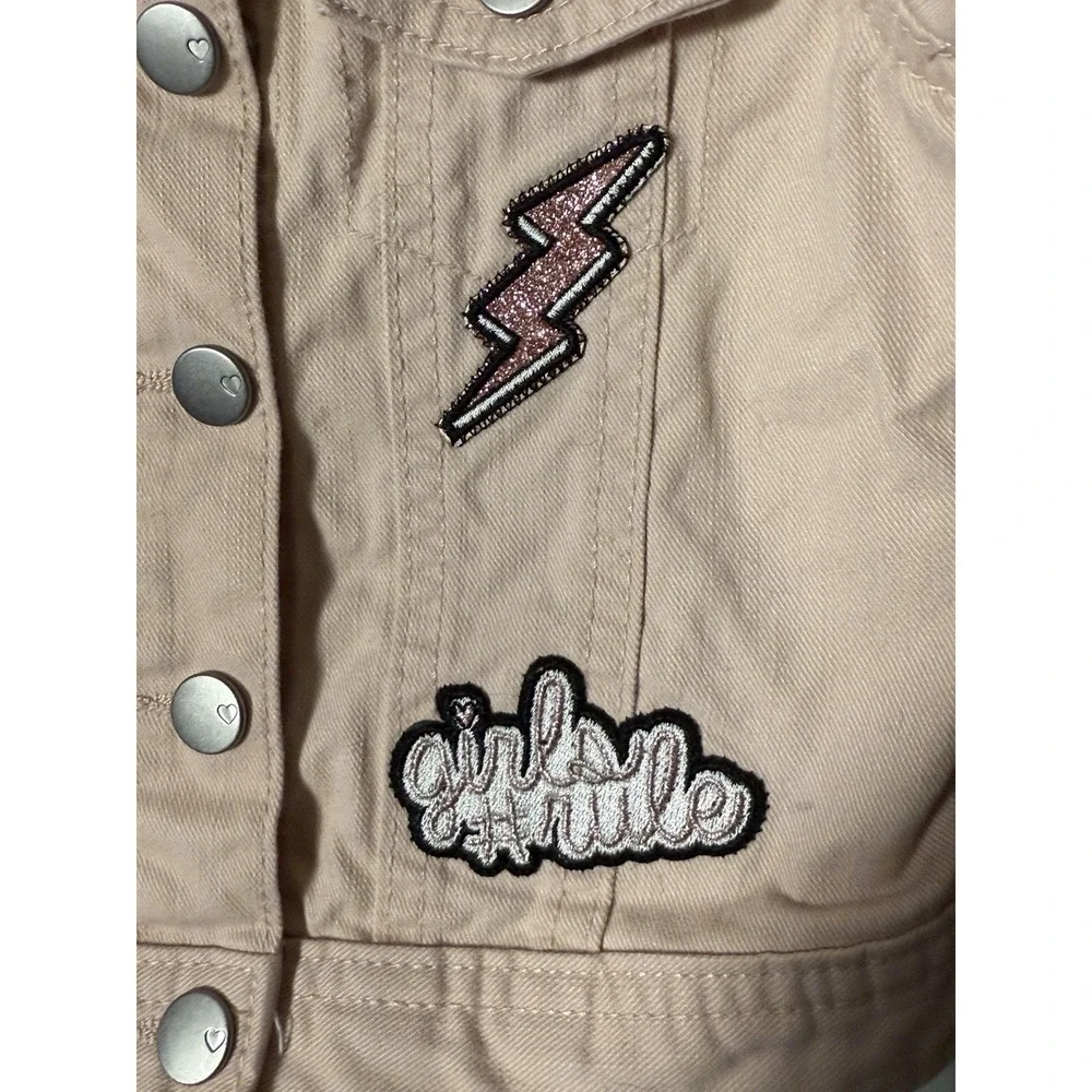 Childrens Place‎ Girls Jean Jacket Pink Girls Rule Patches 4T